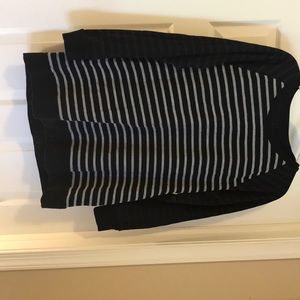 Black and Grey Stripe Long-sleeve Top